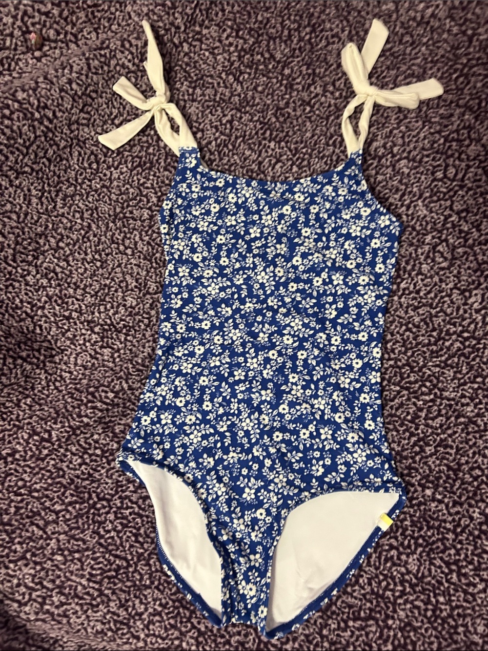 summersalt Blue Floral Kids One-Piece Swimsuit with Cream Ties